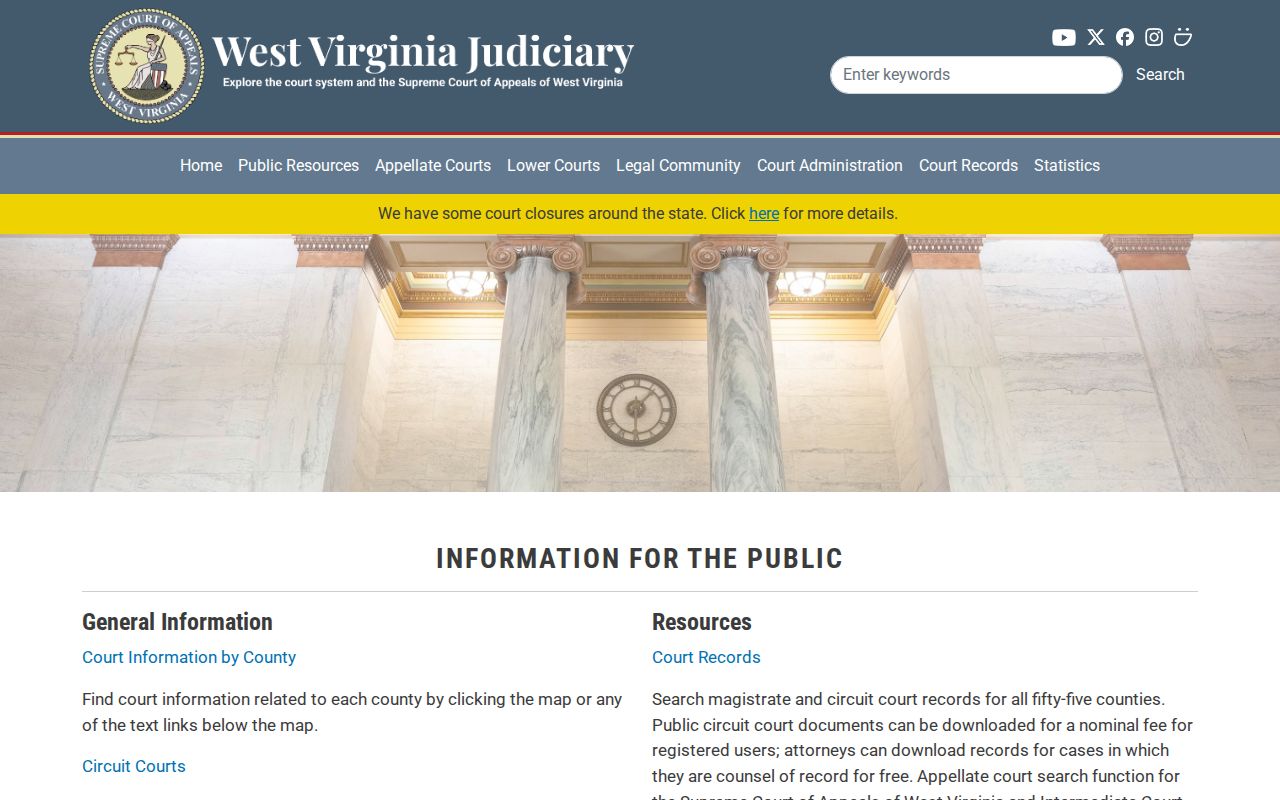 Barbour County criminal history links on the West Virginia court access page