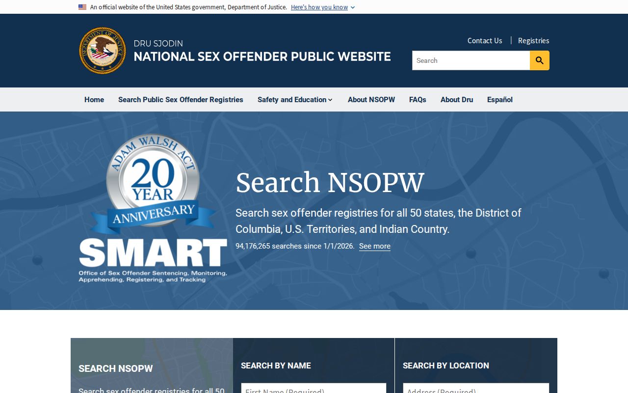 National sex offender registry search supporting a Barbour County search
